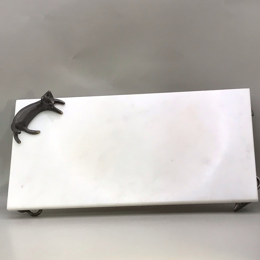 Vintage Michael Aram Cat Mouse Marble Serving Cheese Board Tray No Knife